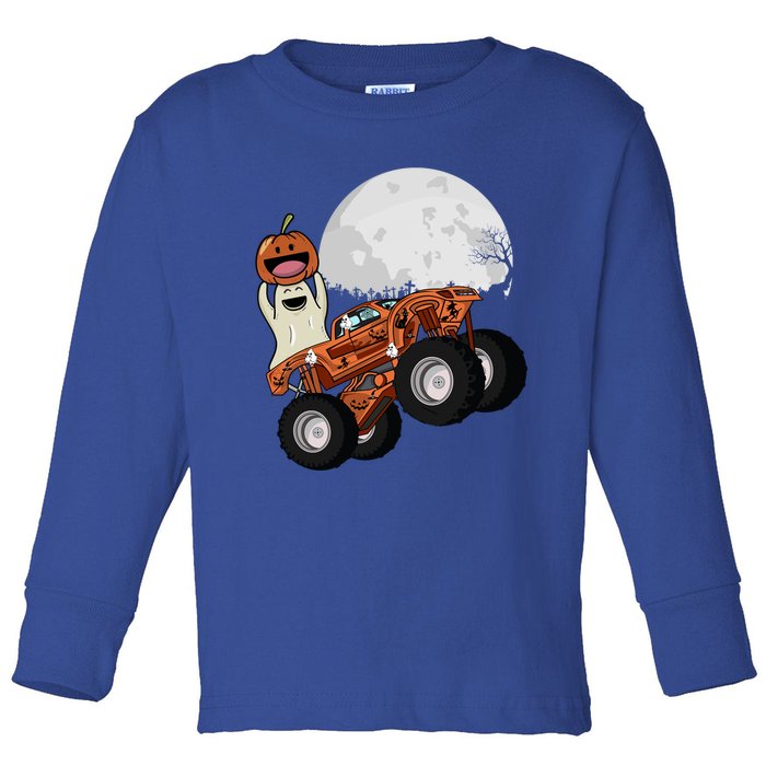 Halloween Ghost Riding Monster Truck Cool Gift Toddler Long Sleeve Shirt