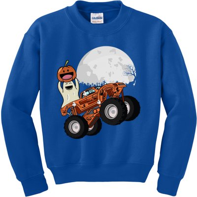 Halloween Ghost Riding Monster Truck Cool Gift Kids Sweatshirt