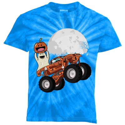 Halloween Ghost Riding Monster Truck Cool Gift Kids Tie-Dye T-Shirt