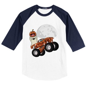 Halloween Ghost Riding Monster Truck Cool Gift Baseball Sleeve Shirt