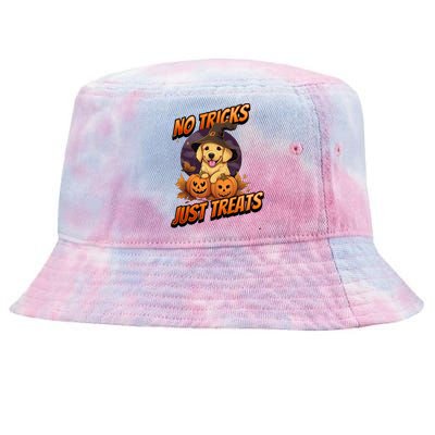 Halloween Golden Retriever Dog No Tricks Just Treats Gift Tie-Dyed Bucket Hat