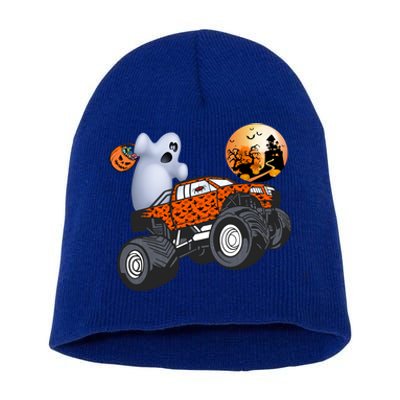 Halloween Ghost Riding Monster Truck Funny Gift Short Acrylic Beanie