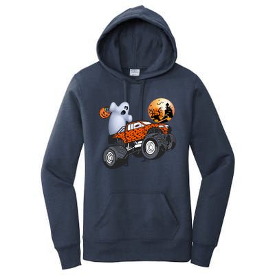 Halloween Ghost Riding Monster Truck Funny Gift Women's Pullover Hoodie