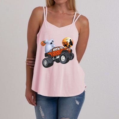 Halloween Ghost Riding Monster Truck Funny Gift Women's Strappy Tank