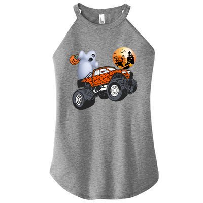 Halloween Ghost Riding Monster Truck Funny Gift Women’s Perfect Tri Rocker Tank