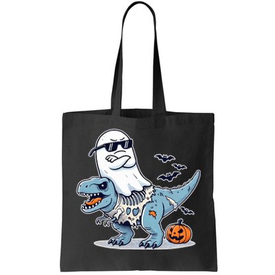 Halloween Ghost Riding Zombie Trex Funny Halloween Costume Tote Bag