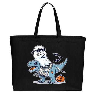 Halloween Ghost Riding Zombie Trex Funny Halloween Costume Cotton Canvas Jumbo Tote