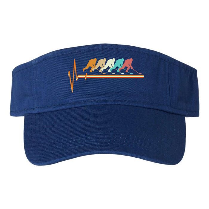 Hockey Gift Retro Vintage Hockey Heartbeat Gift Valucap Bio-Washed Visor