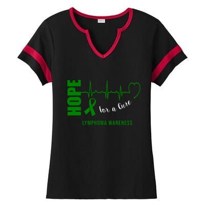 Hope Green Ribbon Lymphoma Awareness Ladies Halftime Notch Neck Tee