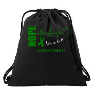 Hope Green Ribbon Lymphoma Awareness Drawstring Bag