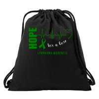 Hope Green Ribbon Lymphoma Awareness Drawstring Bag