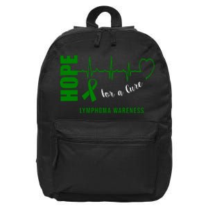 Hope Green Ribbon Lymphoma Awareness 16 in Basic Backpack