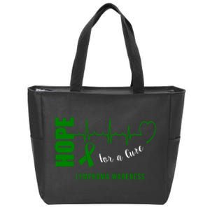 Hope Green Ribbon Lymphoma Awareness Zip Tote Bag