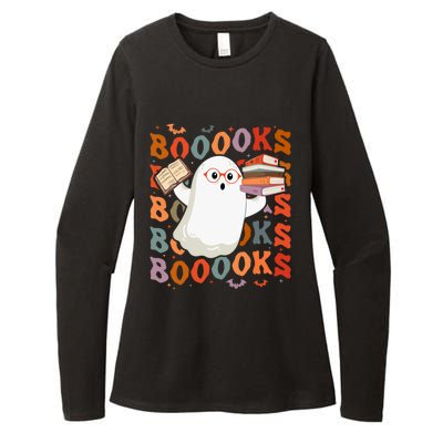 Halloween Ghost Reading Books Teacher Librarian Halloween Gift Womens CVC Long Sleeve Shirt