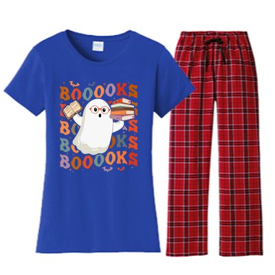 Halloween Ghost Reading Books Teacher Librarian Halloween Gift Women's Flannel Pajama Set