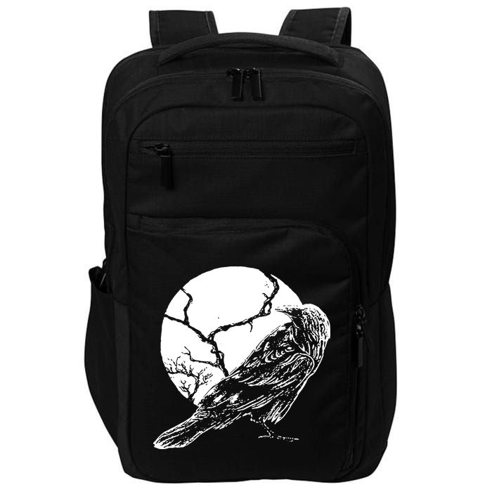 Horror Graphic Raven And Moon Impact Tech Backpack