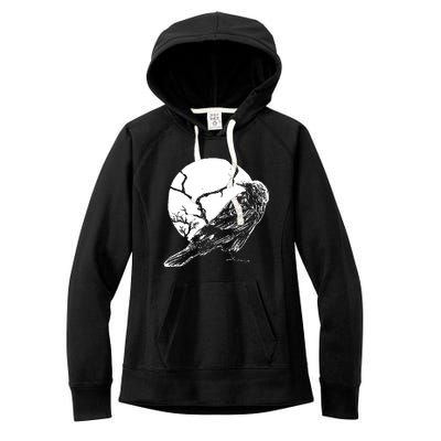 Horror Graphic Raven And Moon Women's Fleece Hoodie