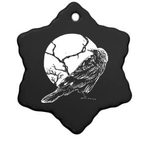 Horror Graphic Raven And Moon Ceramic Star Ornament