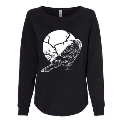 Horror Graphic Raven And Moon Womens California Wash Sweatshirt