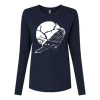 Horror Graphic Raven And Moon Womens Cotton Relaxed Long Sleeve T-Shirt