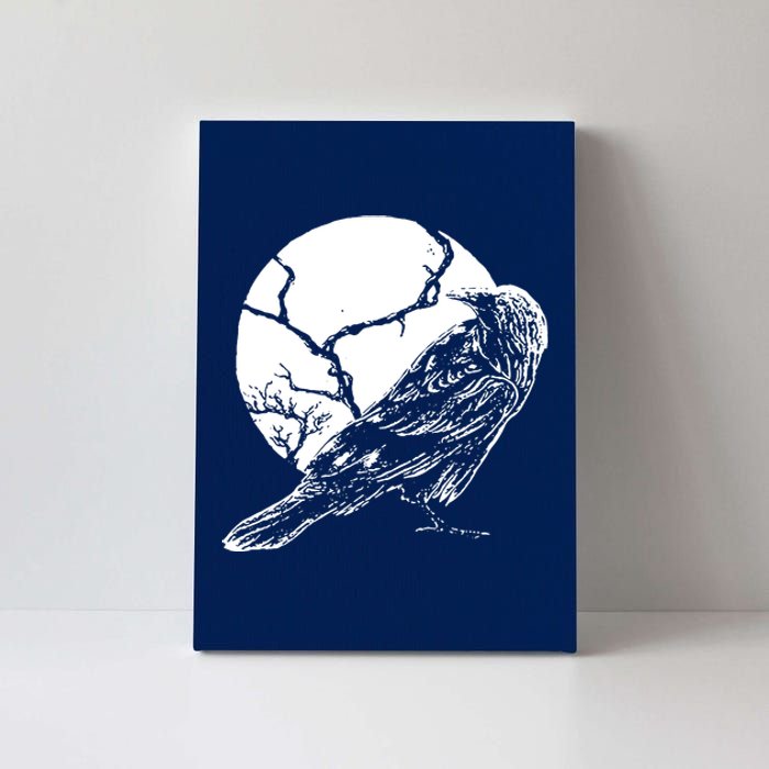 Horror Graphic Raven And Moon Canvas