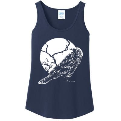 Horror Graphic Raven And Moon Ladies Essential Tank