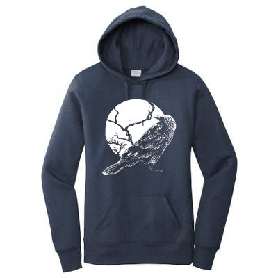 Horror Graphic Raven And Moon Women's Pullover Hoodie