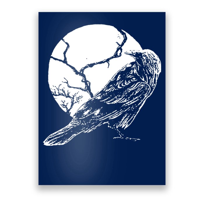 Horror Graphic Raven And Moon Poster