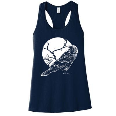 Horror Graphic Raven And Moon Women's Racerback Tank