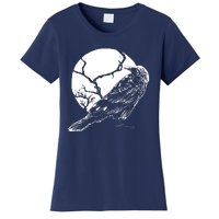 Horror Graphic Raven And Moon Women's T-Shirt