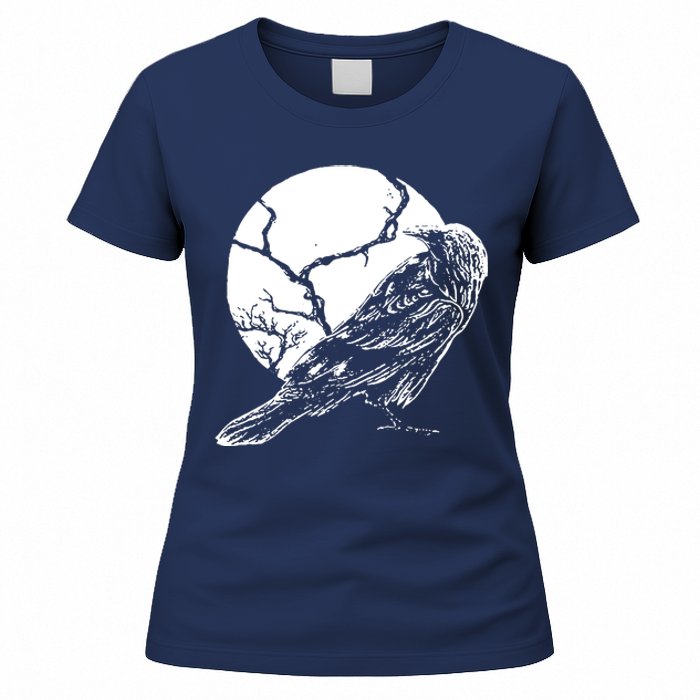 Horror Graphic Raven And Moon Women's T-Shirt