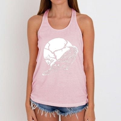 Horror Graphic Raven And Moon Women's Knotted Racerback Tank