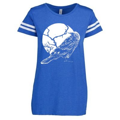 Horror Graphic Raven And Moon Enza Ladies Jersey Football T-Shirt