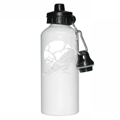 Horror Graphic Raven And Moon Aluminum Water Bottle 