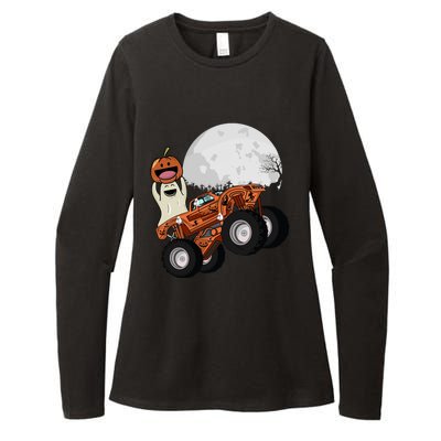 Halloween Ghost Riding Monster Truck Gift Womens CVC Long Sleeve Shirt