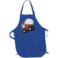 Halloween Ghost Riding Monster Truck Gift Full-Length Apron With Pockets