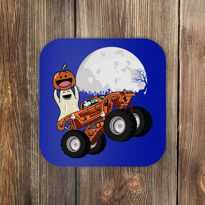 Halloween Ghost Riding Monster Truck Gift Coaster