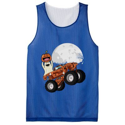Halloween Ghost Riding Monster Truck Gift Mesh Reversible Basketball Jersey Tank