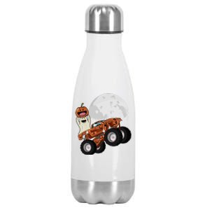 Halloween Ghost Riding Monster Truck Gift Stainless Steel Insulated Water Bottle