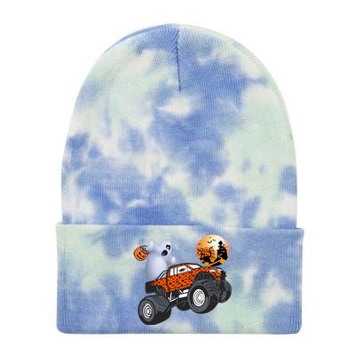 Halloween Ghost Riding Monster Truck Gift Tie Dye 12in Knit Beanie