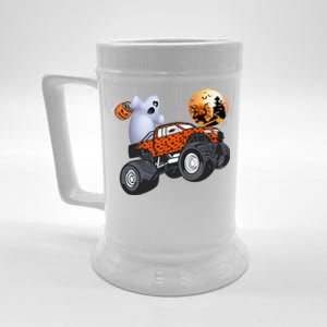 Halloween Ghost Riding Monster Truck Gift Beer Stein