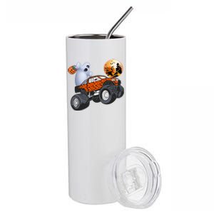 Halloween Ghost Riding Monster Truck Gift Stainless Steel Tumbler