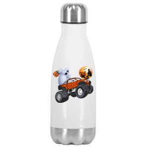 Halloween Ghost Riding Monster Truck Gift Stainless Steel Insulated Water Bottle