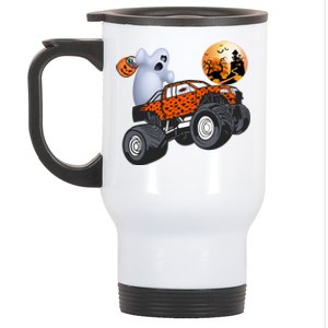 Halloween Ghost Riding Monster Truck Gift Stainless Steel Travel Mug