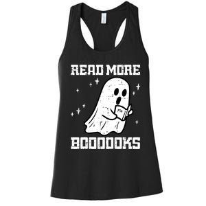 Halloween Ghost Read More Books Funny Teacher Librarian Women's Racerback Tank