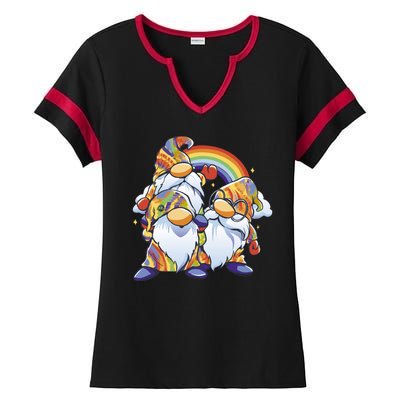 Hippie Gnomes Rainbow Ladies Halftime Notch Neck Tee