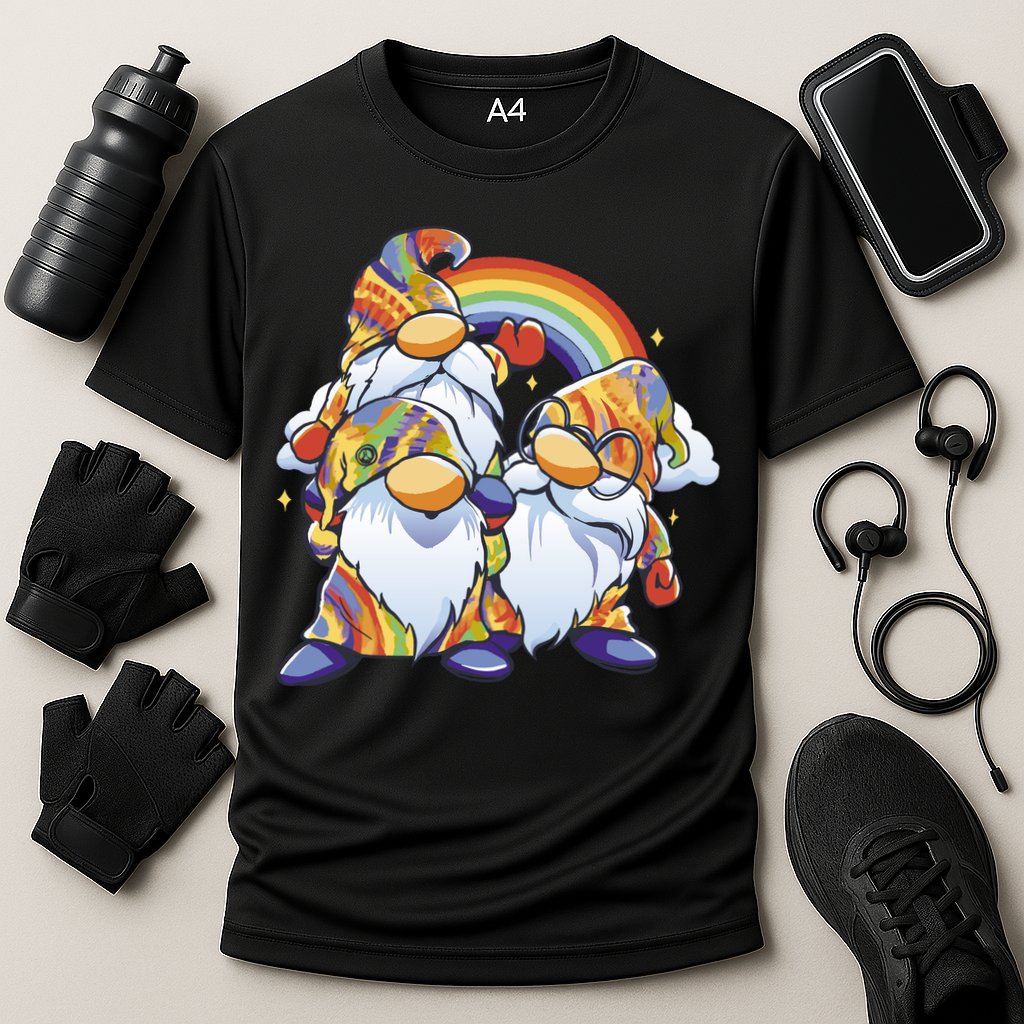 Hippie Gnomes Rainbow Cooling Performance Crew T-Shirt
