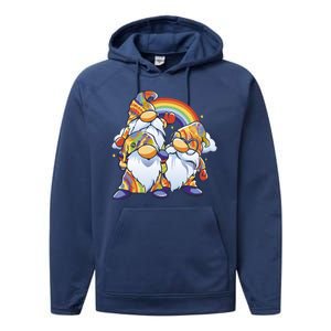 Hippie Gnomes Rainbow Performance Fleece Hoodie