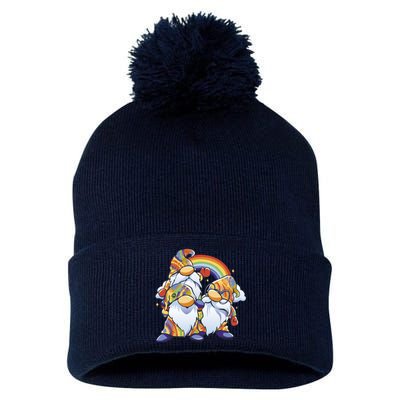 Hippie Gnomes Rainbow Pom Pom 12in Knit Beanie