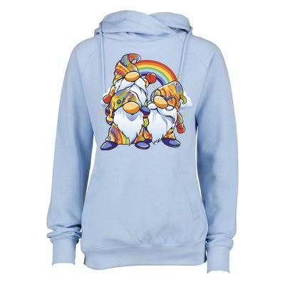 Hippie Gnomes Rainbow Womens Funnel Neck Pullover Hood